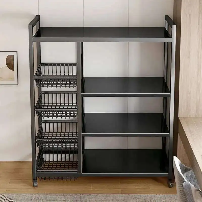 Armários de cozinha minimalistas modernos com porta armário de cozinha vegetal rack de armazenamento multifuncional armário de armazenamento multicamadas - Image 3