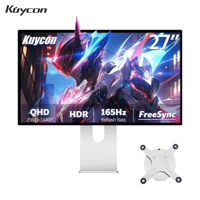 New Kuycon Q27A Computer Monitor 27 Inch UHD IPS LED LCD PC Display 65Hz Aluminum Alloy 2K Type-C HDMI Gaming Compective Screen