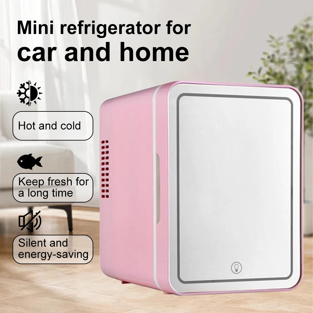 4L car mini beauty refrigerator, adjustable LED light mirror, small portable beauty refrigerator freezer for household cars. - Image 2