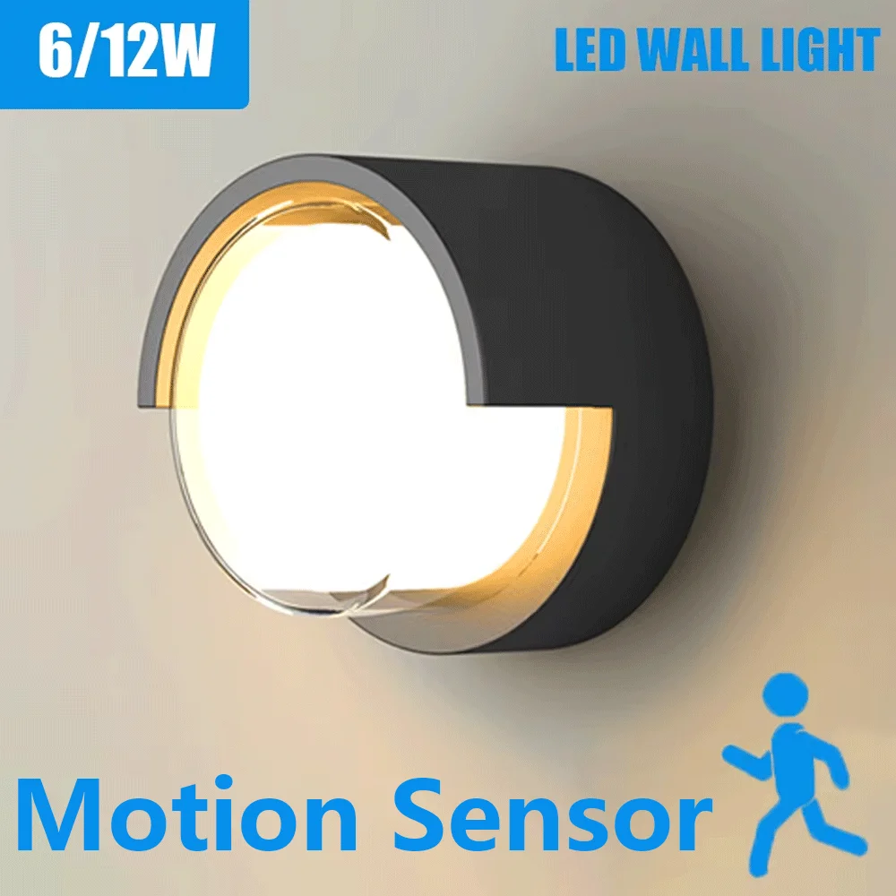 Lâmpada de parede led iluminação radar sensor movimento AC85-265V 6/12w branco quente branco frio adequado para decoração casa ao ar livre indoor