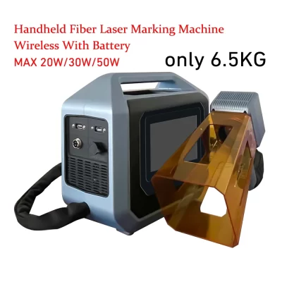 Máquina Handheld sem fio da marcação do laser da fibra, placa de identificação Metal gravador plástico, varredor da bateria do lítio 20W máximo 30W 50W 1064nm