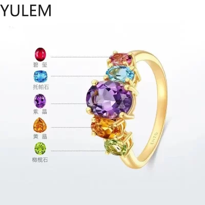 YULEM 100% Topázio Natural Ametista, Citrino e Peridot e Topázio Joias para Mulheres Desgaste Diário Joias Finas