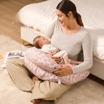 Almofada de maternidade multifuncional para amamentação, dormir lateral com suporte para bebês e mães