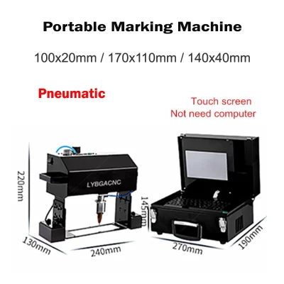Máquina pneumática de marcação de gravação portátil 100x20 170x110 140x40mm tela sensível ao toque para placa de identificação cilindro número quadro chassi