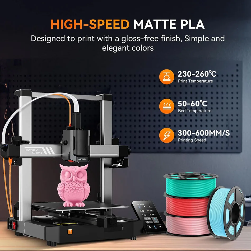 JAYO High Speed PLA Matte 3D Printer Filament 1.75mm PLA Classic Filament 5Rolls/set High Toughness Matte 3D Filament 1.1KG/Roll - Image 3