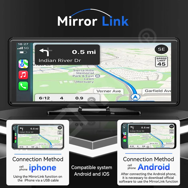 AHOUDY 10.26 Inch Wireless Carplay Android Auto Multimedia Car Video Player IPS Screen Mirrorlink USB - Image 3