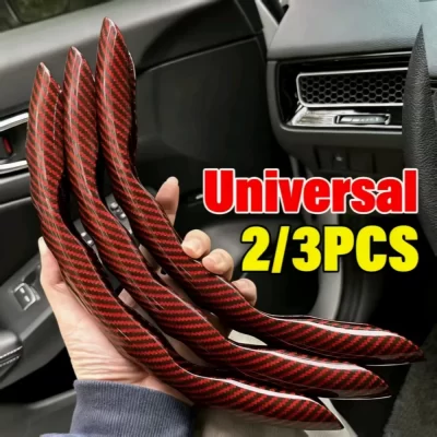 2/3PCS Laser Carbon Fiber Silicone Car Steering Wheel Cover 1K Micro Fiber Leather PVC Wheel Booster Cover Non-Slip Universal