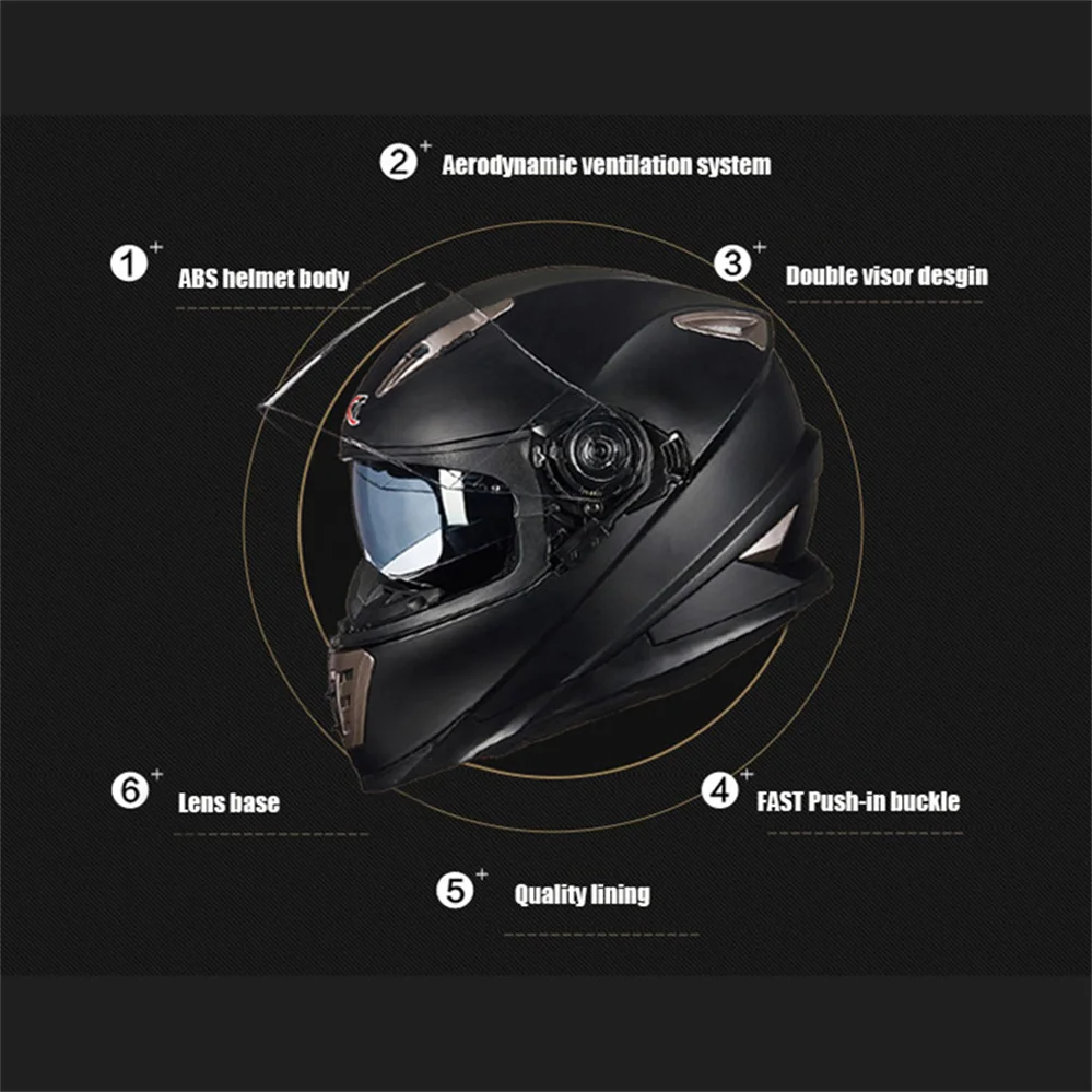 Capacete original de lente dupla, capacete de motocicleta, rosto inteiro, quatro estações, bicicleta, aprovado pela ece dot, feminino, masculino, proteção de segurança - Image 2