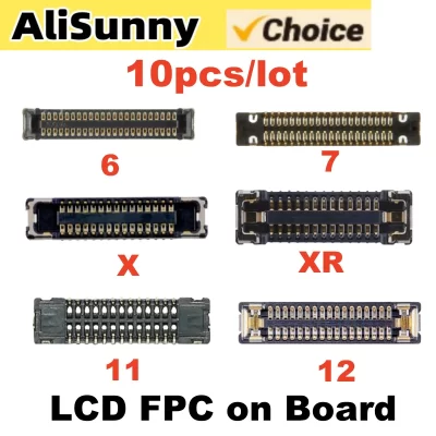 10 peças display lcd conector fpc a bordo para iphone 11 12 pro xs max xr 7 8 6 plus 6s clipe fpc na placa-mãe