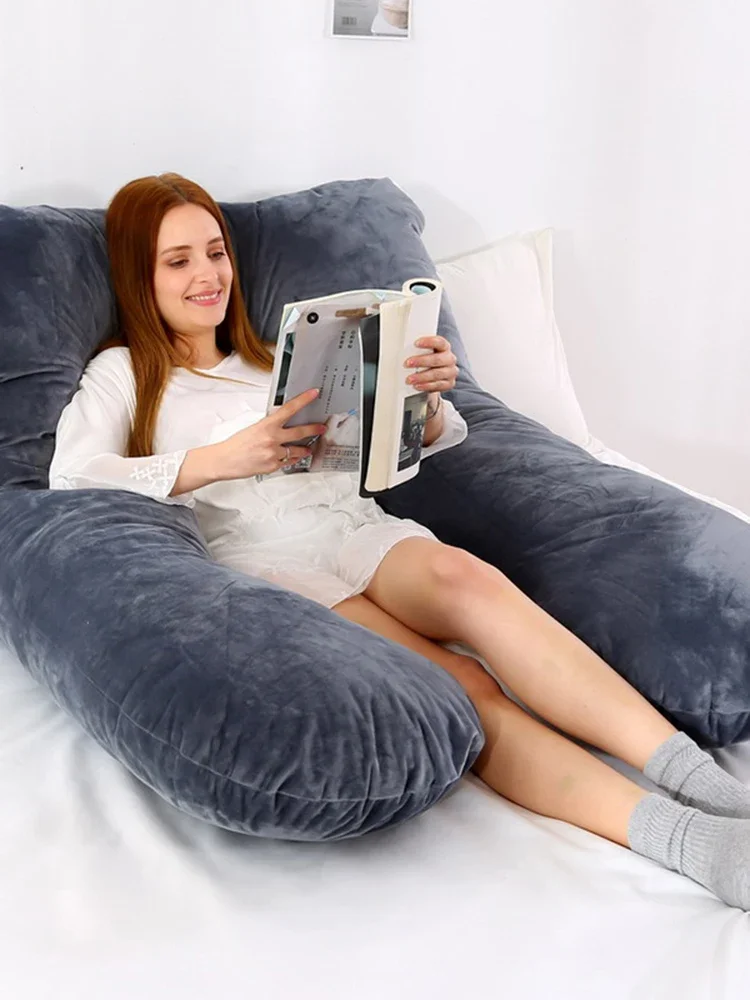 140x70cm 3000g 6.6lb travesseiro macio para grávidas tipo u travesseiro lombar multifuncional almofada de proteção lateral para gravidez mulheres veludo - Image 3