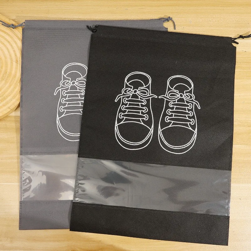 30/1x Portable Non-Woven Cloth Shoe Bags Waterproof Dustproof Travel Shoe Storage Bag Hanging Drawstring Packing Pouch Organizer - Image 6