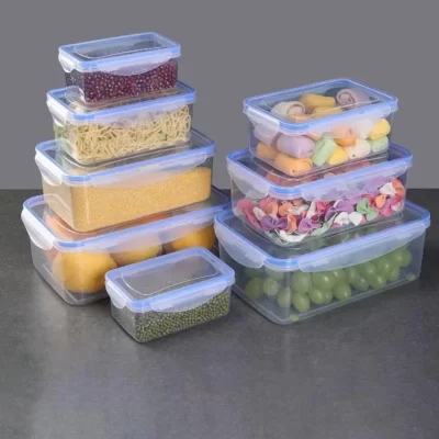 Sealed Rectangular Refrigerator Storage Box with Lid Plastic Trasparent Crisper Food Containers Stackable Food preservation box
