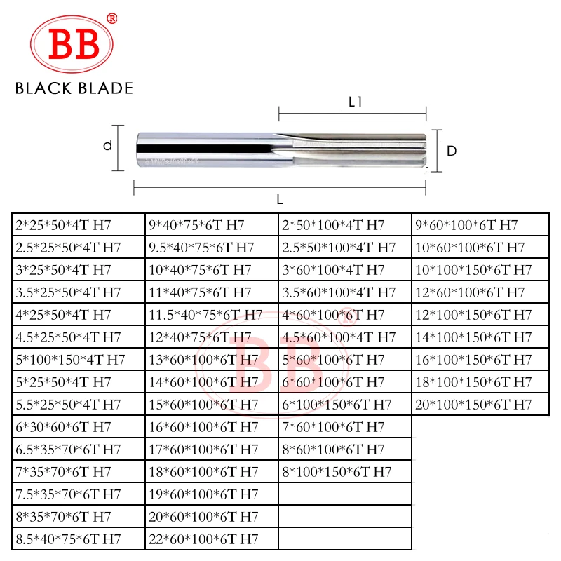 BB 1mm-20mm Carbide Reamer Coated Spiral Straight Flute H7 Chucking Hardened Steel Metal Cutter 4 6 Flute CNC Hole Tool - Image 6