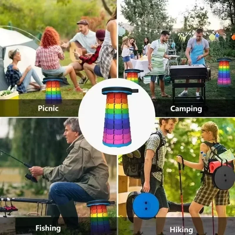 Plastic folding telescopic chair, portable stool with adjustable height, perfect for fishing, beach, and camping. - Image 5