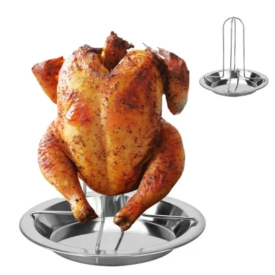 Assar grill suporte frango torrador rack cozinha ao ar livre ferramentas para churrasco aço carbono antiaderente grelhado placa de frango