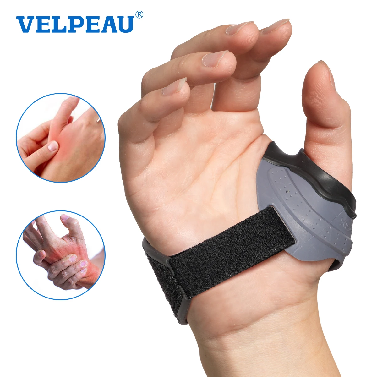 Cinta de polegar VELPEAU CMC para dor e suporte de artrite, com alta elasticidade e alça de pulso antiderrapante, tala de polegar confortável