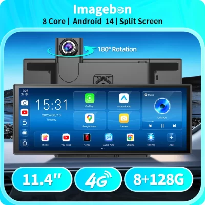 Imagebon M70 11.4" 4G Android 14 8+128G Dashcam 8 Core Wireless CarPlay & Android Auto Split Screen Remote Monitoring Car DVR