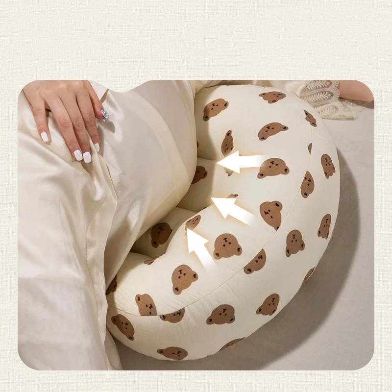 Travesseiro para maternidade, suporte para cintura, lado para dormir, barriga, em forma de u, gravidez, algodão essencial, respirável, sono lateral, must-have
