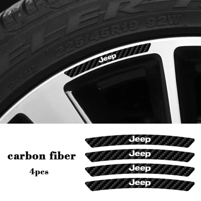 4 pçs de fibra carbono carro curvado aro da roda hub adesivos acessórios automóveis para jeep renegade patriot wrangler cherokee compass rubicon