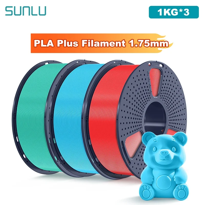 SUNLU 3KG PLA Plus /Clear 3D Printer Filament 1.75mm 1000g Spool (2.2lbs) Neatly Arranged No Knot Filament Fit Most FDM Printer