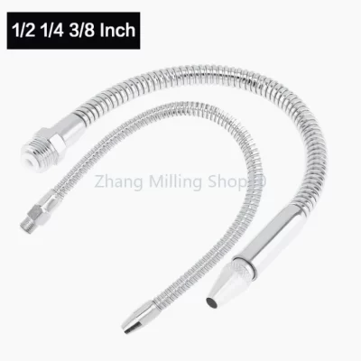 1/2 3/8 1/4 Inch Metal Flexible Water Oil Cooling Tube Pipe 400 with Round Head Nozzle for CNC Machine / Milling / Lathe 1PC