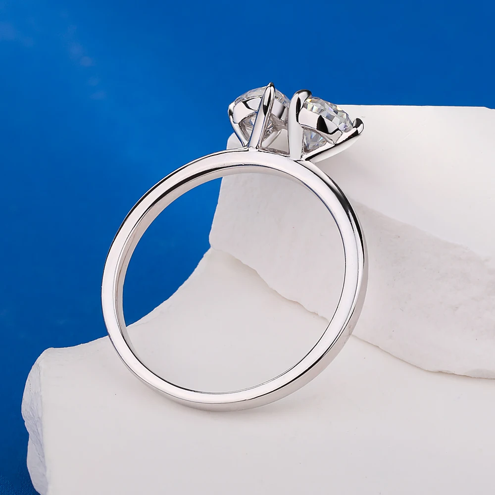 Anel de diamante moissanite com corte de pêra duplo 1.5cttw para mulheres duas pedras Toi Et Moi alianças de casamento 925 prata 18k joias banhadas a ouro - Image 3