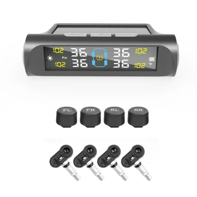 Sistema de monitoramento de pressão de pneus de carro movido a energia solar tpms com sensores externos internos de 4 rodas testador de alarme de segurança automática