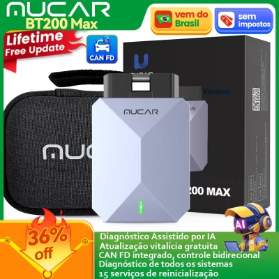 Atualização gratuita vitalícia MUCAR BT200 Max OBD2 Scanner CAN FD Controle bidirecional Todo o sistema Ferramenta de diagnóstico 15 Redefinir para todos os carros