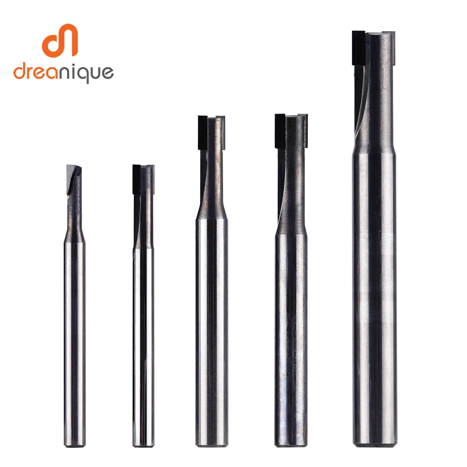 Dreanique 1 peça fresa de flauta reta de diamante cnc pcd polimento fresa de carboneto de silício brocas para madeira de alumínio