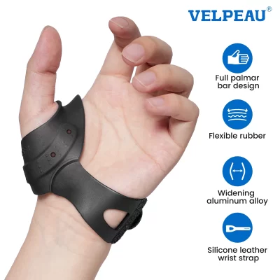 Cinta de polegar CMC flexível VELPEAU para dor e suporte de artrite, tala de polegar de borracha macia para articulação CMC para mulheres e homens