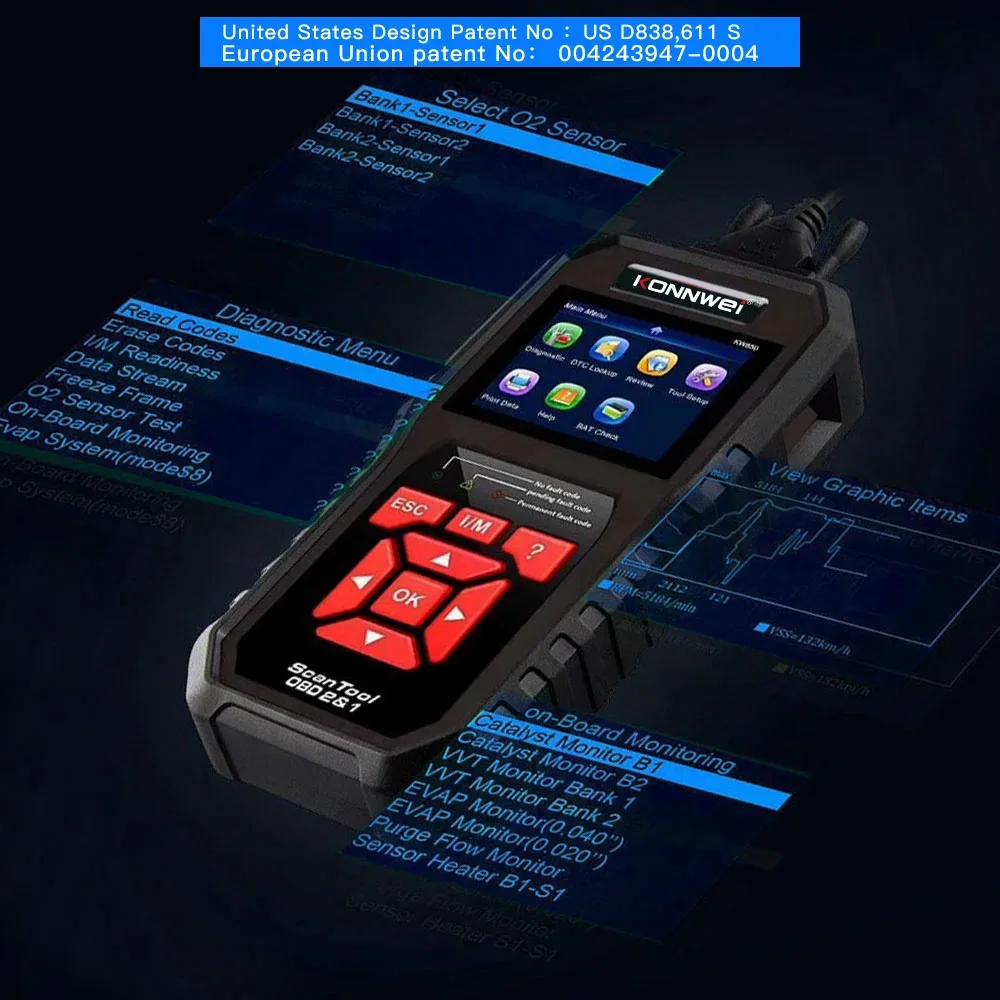 2025 KONNWEI KW850 Carro OBD2 Scanner Profissional Ferramentas de Diagnóstico Automático Sistema de Motor O2 Leitor de Código de Verificação DTC Lookup pk elm327 - Image 2