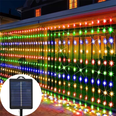 600/300/200/100led luzes de cortina solar ao ar livre luzes de fadas luzes led decorações de casamento de natal luzes da corda decoração do jardim