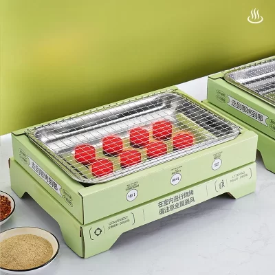 Forno de churrasco descartável casa ao ar livre portátil sem fumaça estilo doméstico forno a carvão acampamento fogo churrasco a carvão interior