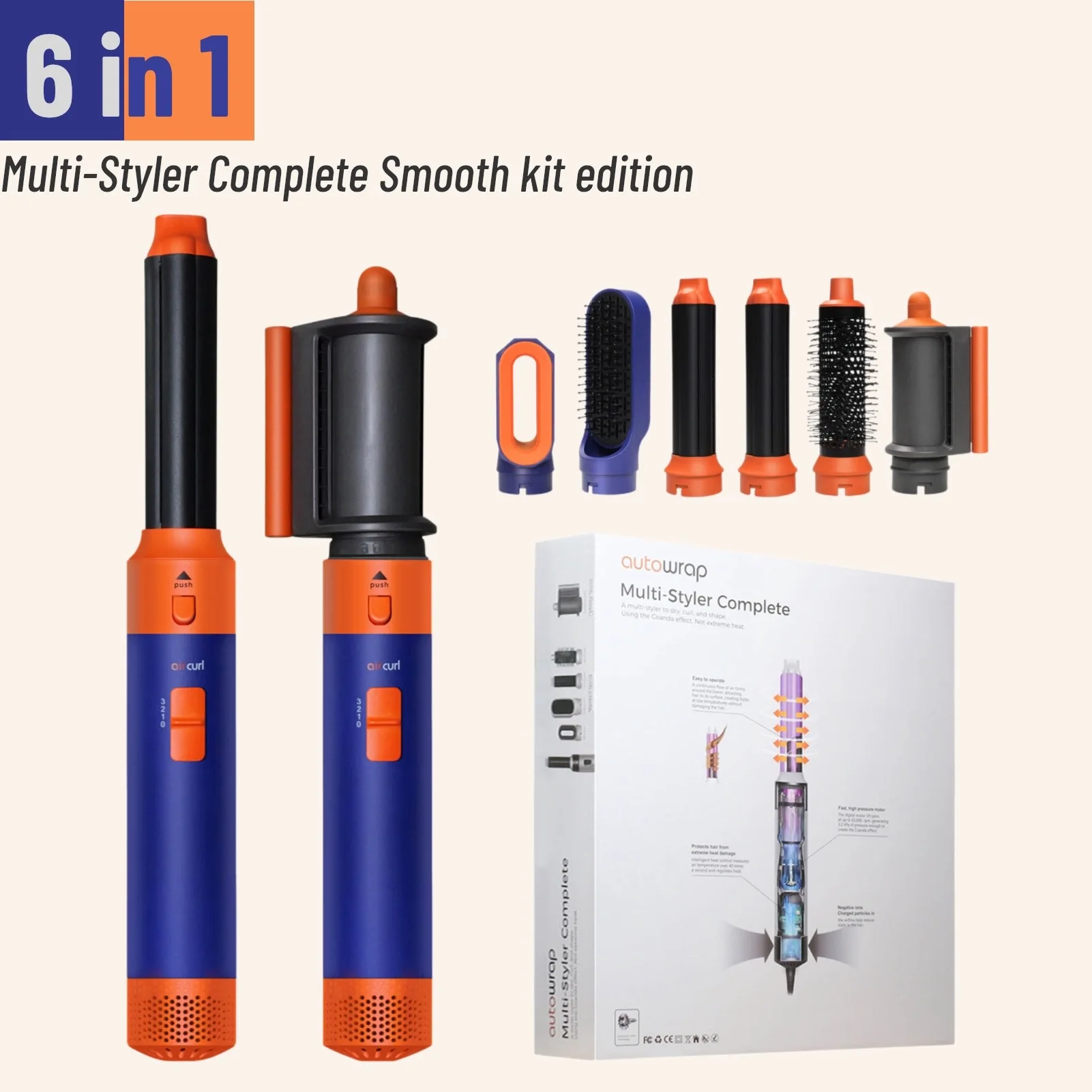 6 em 1 secador de cabelo multi modelador com escova de cabelo curling ferro alisador de cabelo cuidados pessoais ferramenta estilo secador de cabelo multi styler - Image 2