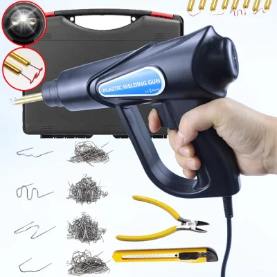 Kit de máquina de soldador de plástico portátil 70w, kit de reparo de caiaque para rachaduras de para-choque de carro, com 200 grampos quentes, kit de reparo de plástico com grampeador quente