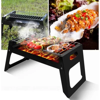 Churrasco portátil a carvão Mni Grill, dobrável, leve, churrasco, ao ar livre, pátio, camping, fogão, festa, ferramentas de cozinha, 38,5*27,5*29cm