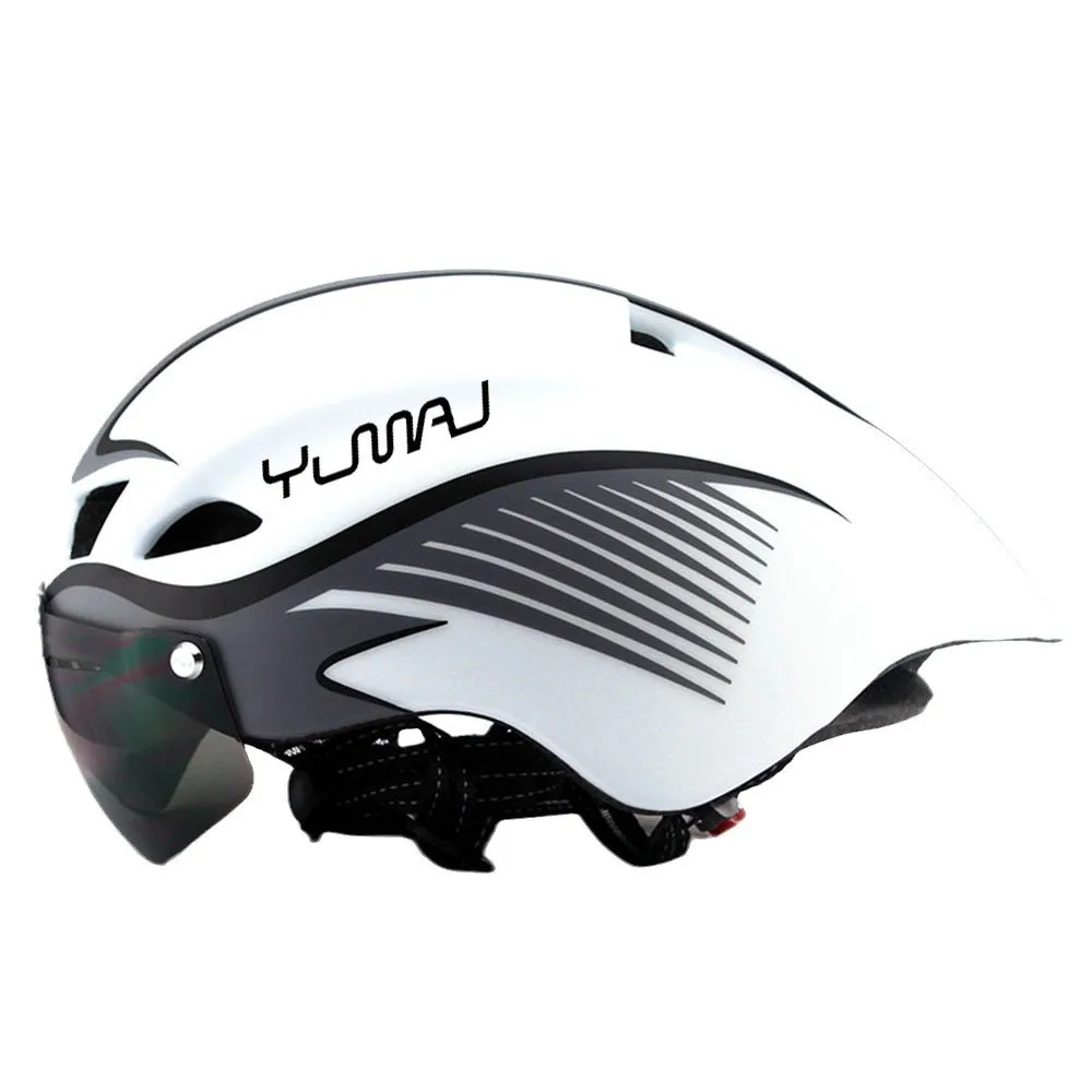 Novo 290g aero tt estrada capacete de bicicleta óculos de corrida ciclismo esportes segurança tt capacete em-molde bicicleta de estrada ciclismo capacete