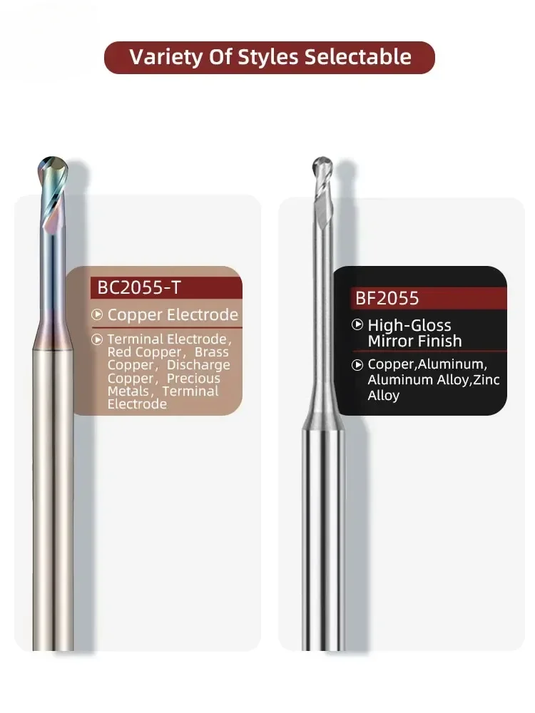 SLUGB Micro Ball End Mill Long Neck Alumínio Cobre Pequeno Fresa de Metal Duro CNC Ferramenta de Usinagem Profunda R0.1-R0.45 - Image 4