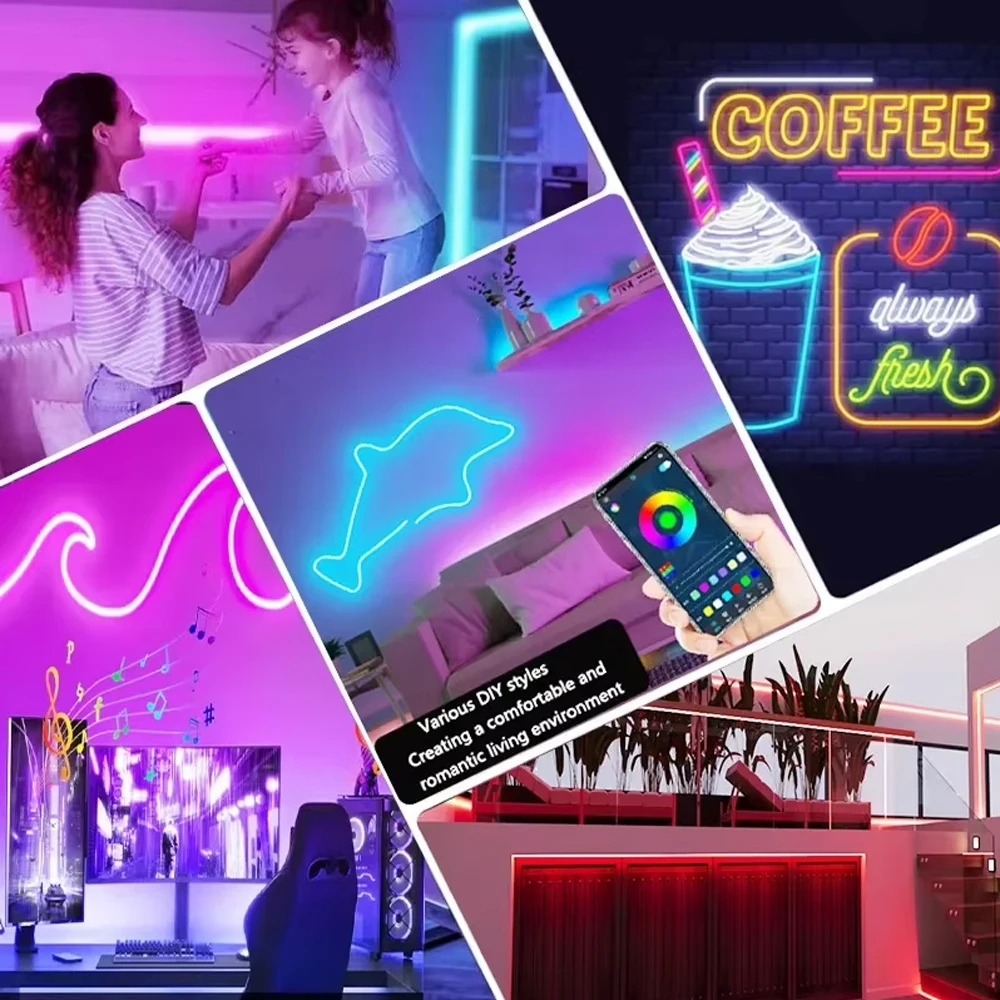 BEIMU Luzes LED neon Tuya Wifi, 5 m, 10 m, 15 m, à prova d'água, sincronização com música, controle por voz, compatível com Aleax/Google Home/Smart Life, para decoração externa de bares, lojas e residências - Image 6
