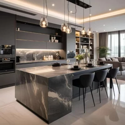 Armário de cozinha de madeira compensada com design personalizado Armário de cozinha moderno embutido Armários de parede e base