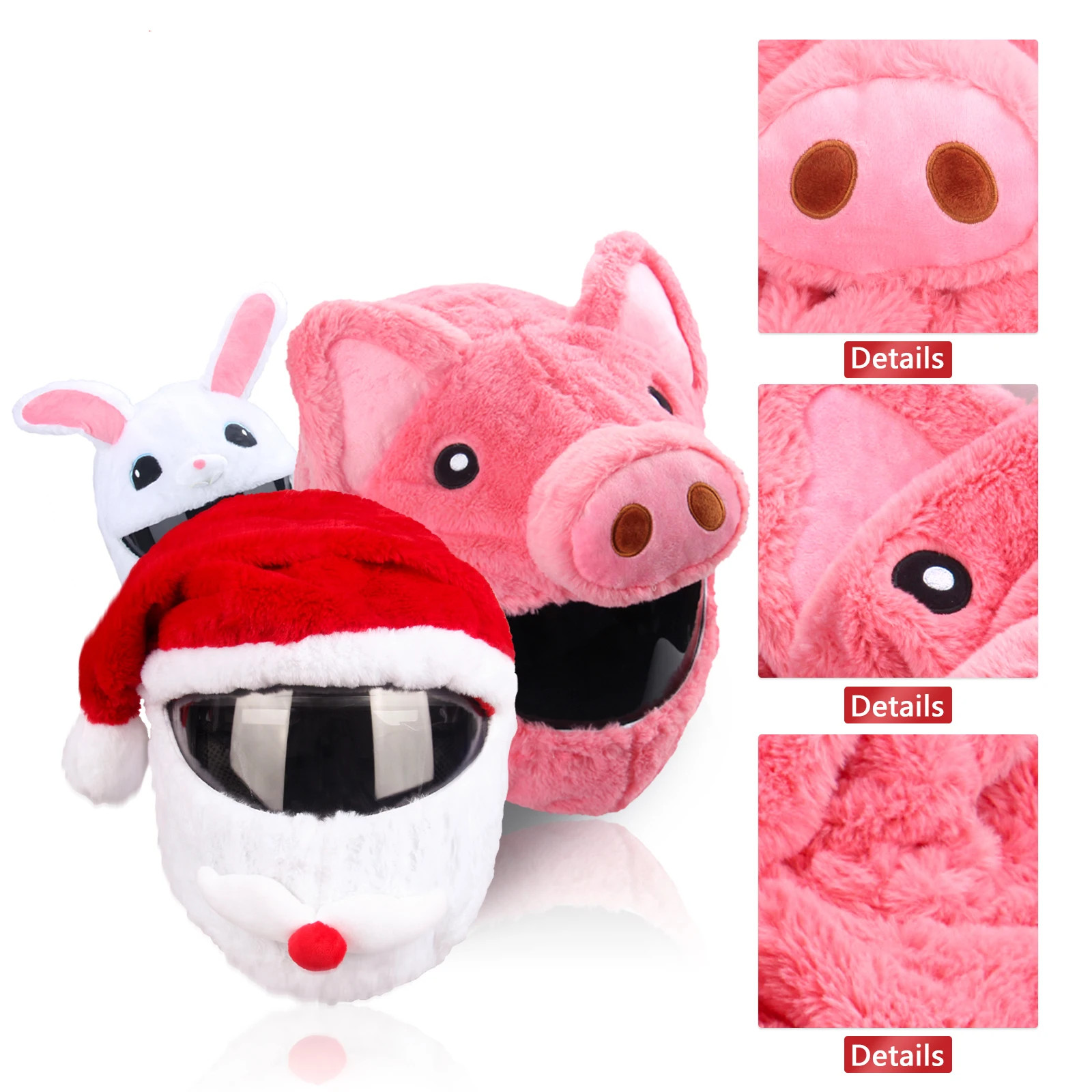Motocicleta Capacete Proteção Chapelaria Capa, Cartoon Fluffy Plush Set, Full-Face Caso protetor, Moto Segurança, na moda - Image 4