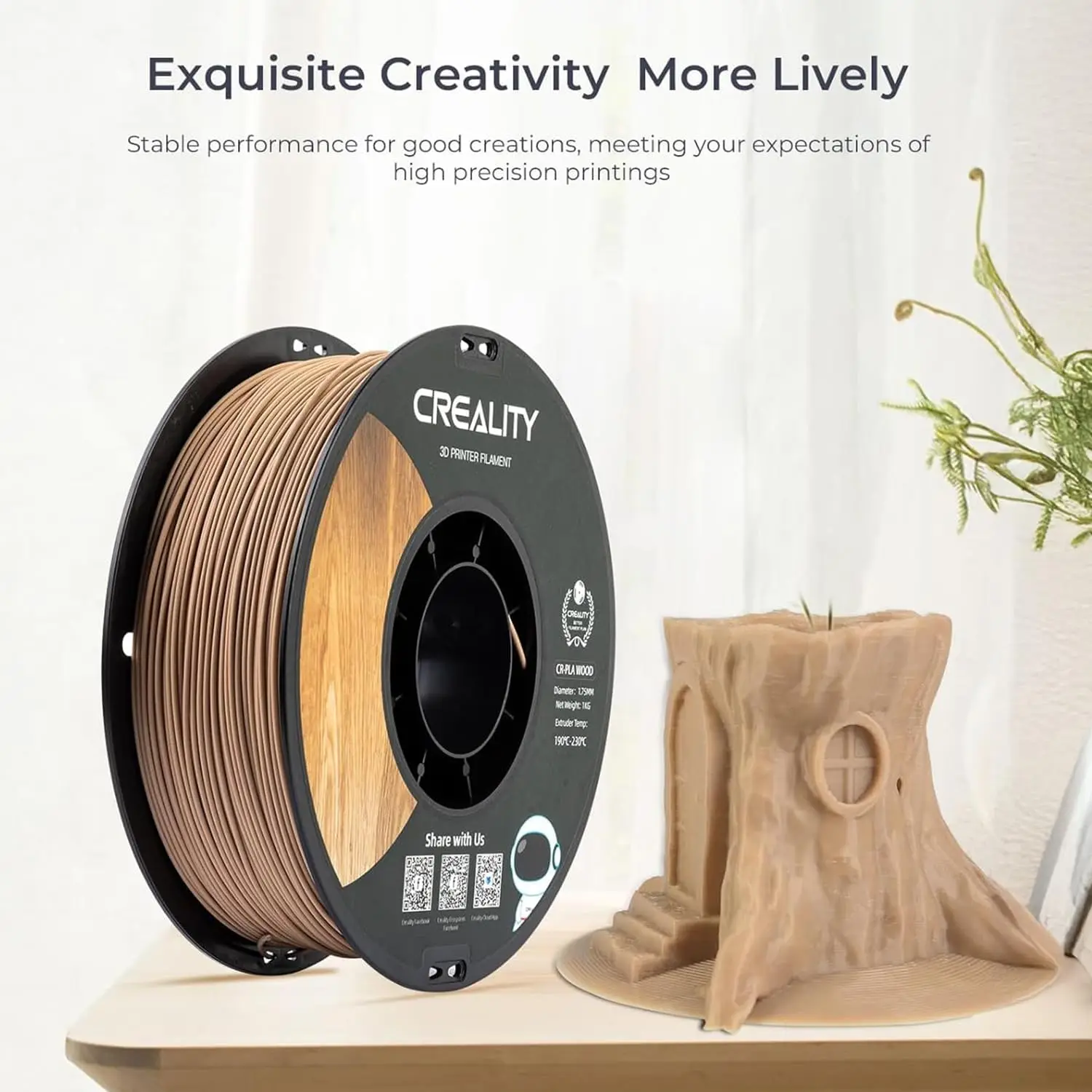 Creality Wood Filament PLA 1.75 mm Woods 3D Printer Filament Smooth Silk Texture Toughness 1kg/Spool 3D Printing Filament - Image 5