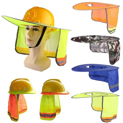 Summer Sun Shade Safety Hard Hat, Neck Shield Capacetes, Reflective Brim Cap, Capa para trabalhadores da construção civil