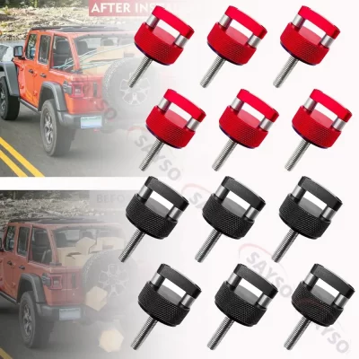 6x parafuso de polegar de fixação de remoção rápida superior dura de alumínio para 2007-2018 jeep wrangler jk 2dr e ilimitado 4dr