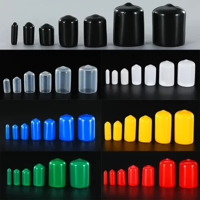 7 Colors In Stock PVC Rubber Cap Silicone Cover Plastic Pipe Sleeve Hub Thread Protection Sleeve Round Pipe Cable End Cover
