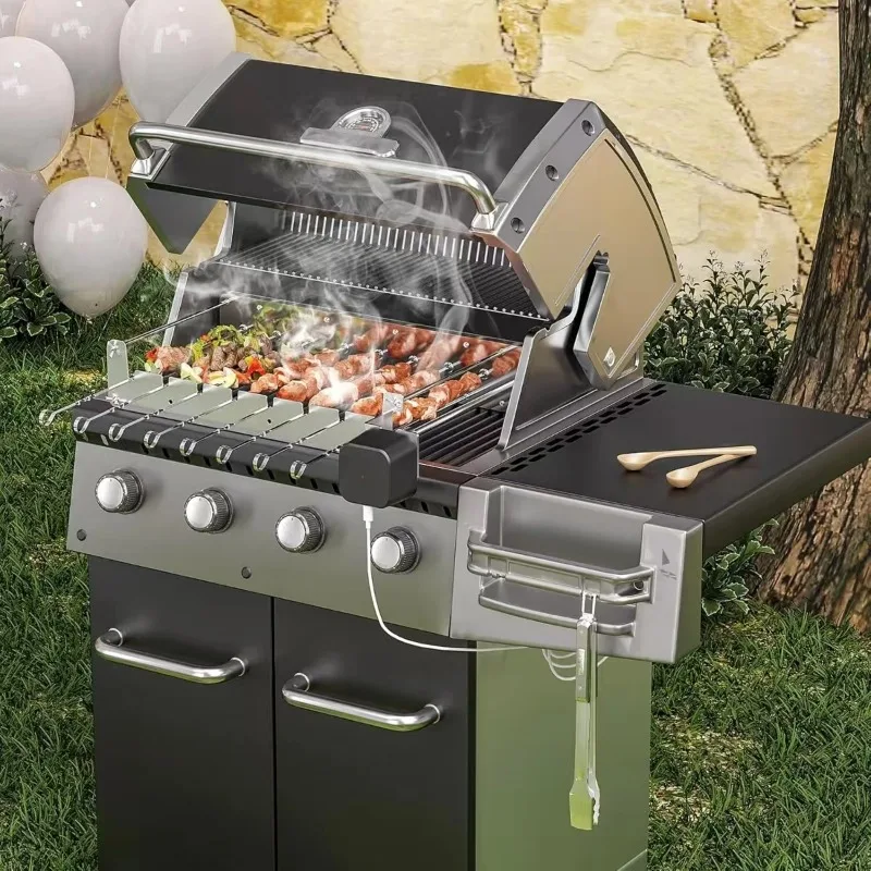 Grelha giratória automática para espeto, grelha elétrica para churrasco kebab, acessório de aço inoxidável para grelha a gás e carvão, 8 palitos - Image 5