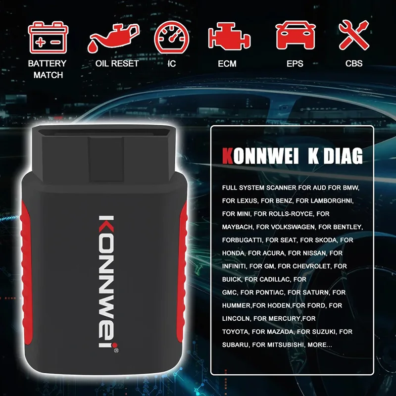2026 KONNWEI KDIAG Sistema Completo Scanner Automático Redefinir SAS EPB Serviço Programador ECU OBD OBD2 Ferramenta de Diagnóstico de Carro pk Thinkdiag MINI - Image 2