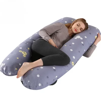 Travesseiro materno para mulheres, algodão, cor combinando, removível, lavável, em forma de u, suporte de cintura, travesseiro, maternidade, corpo