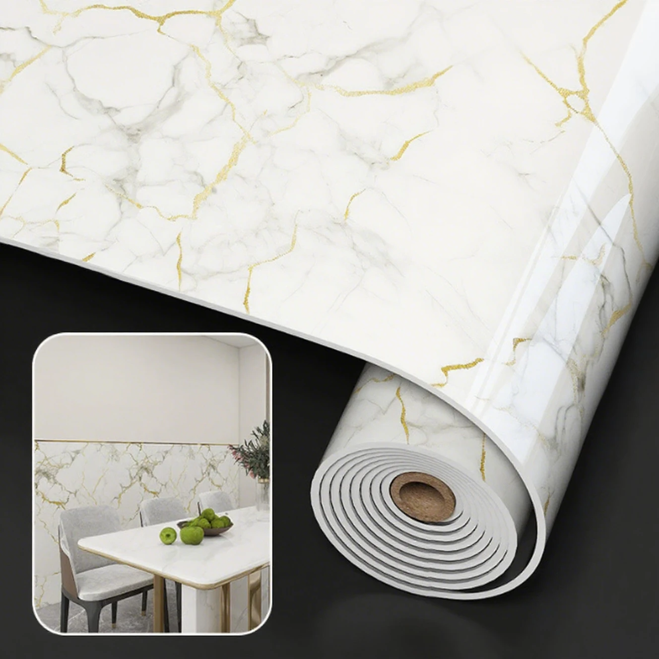 1 rolo de mármore grosso espuma imitação telha auto-adesivo papel de parede quarto sala estar decoração do banheiro adesivo de parede à prova dwaterproof água - Image 3