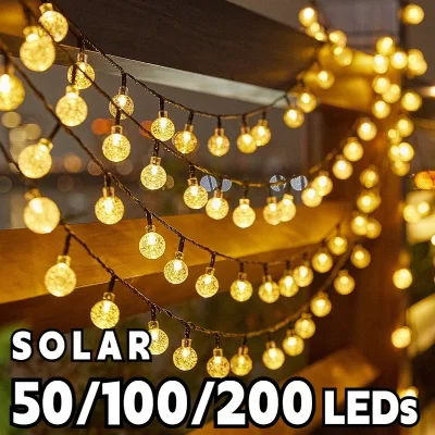 2024 novo globo de cristal solar led luzes da corda led solar luz ao ar livre ip65 luz de fadas guirlanda natal para decoração festa jardim